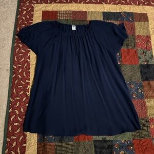 Old Navy Blue Pleated Flutter Sleeve Blouse